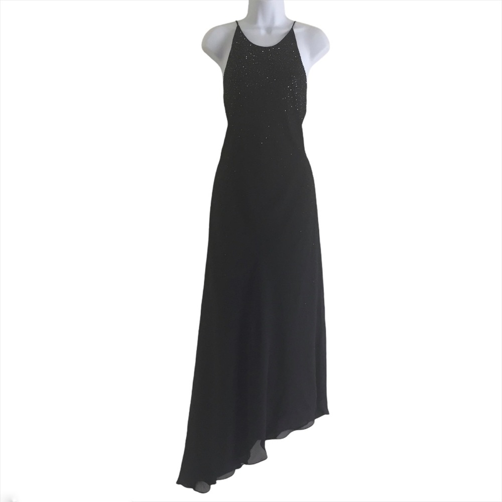 CHELSEA NITES Asymmetrical Halter Top Bead…